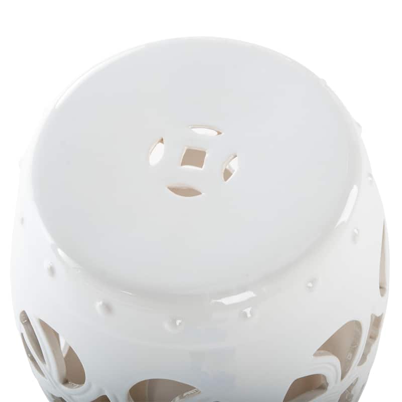 SAFAVIEH Dojna Vine White Ceramic Decorative Garden Stool