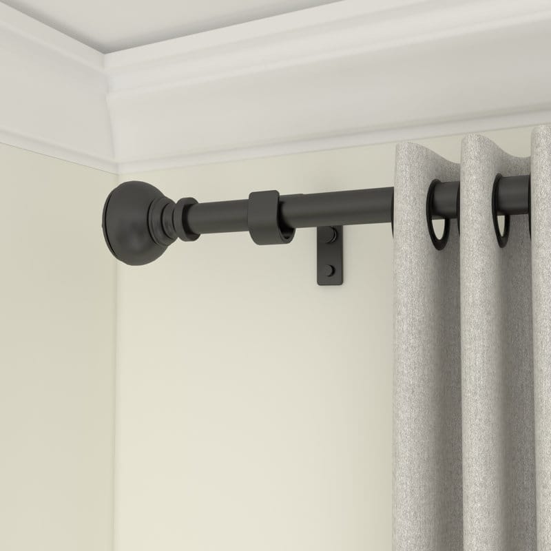 Acroma Black Steel Adjustable Single Elengant Curtain Rod