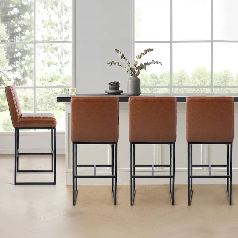 Glitzhome 30"H Modern High Back Upholstered Bar Stools with Metal Legs Set of 2/4