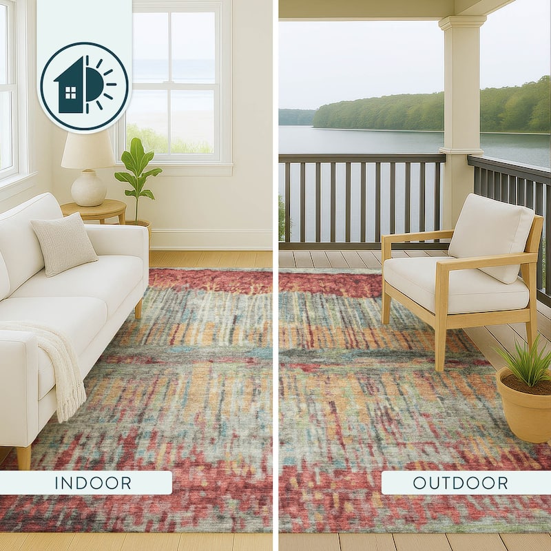 Machine Washable Indoor/ Outdoor Modern Ombre Chantille Rug