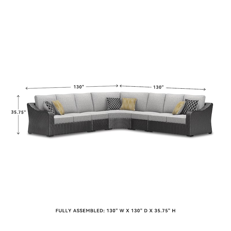 Signature Design by Ashley Beachcroft Black/Gray 5-Piece Outdoor Sectional - 130"W x 130"D x 35.75"H