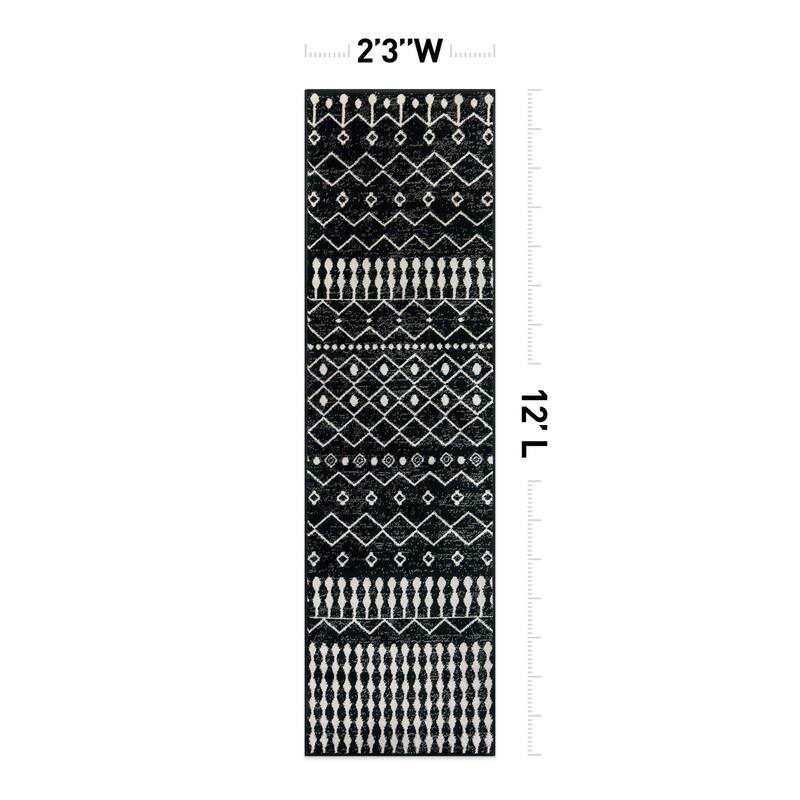 Bohemian Trellis Black Ivory Gray Area Rug, Stylish for Any Room