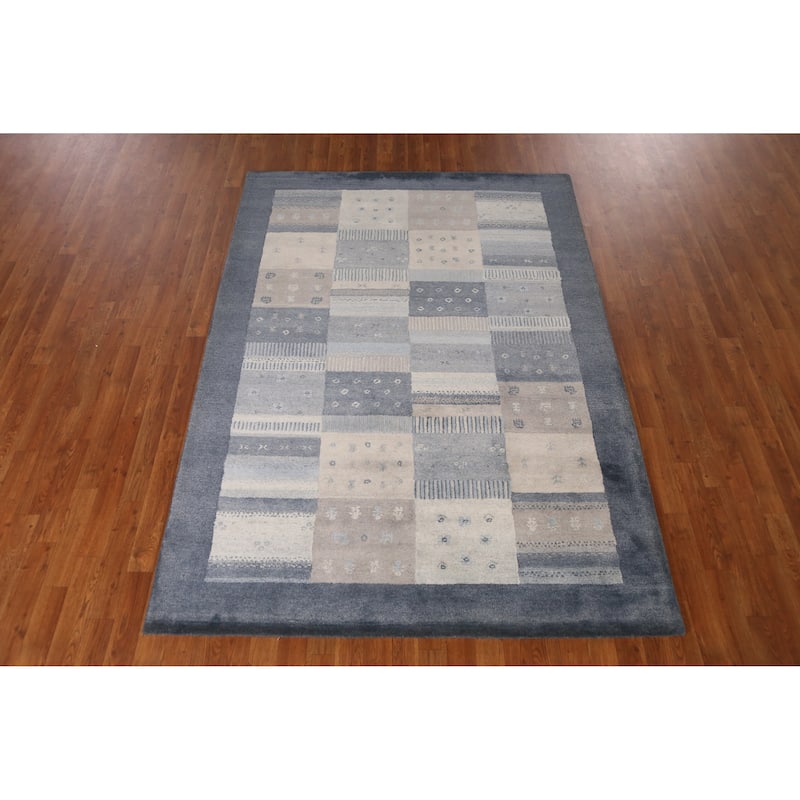 Geometric / Tribal Gabbeh Indian Area Rug Handmade Wool Carpet - 5'3" x 7'7"