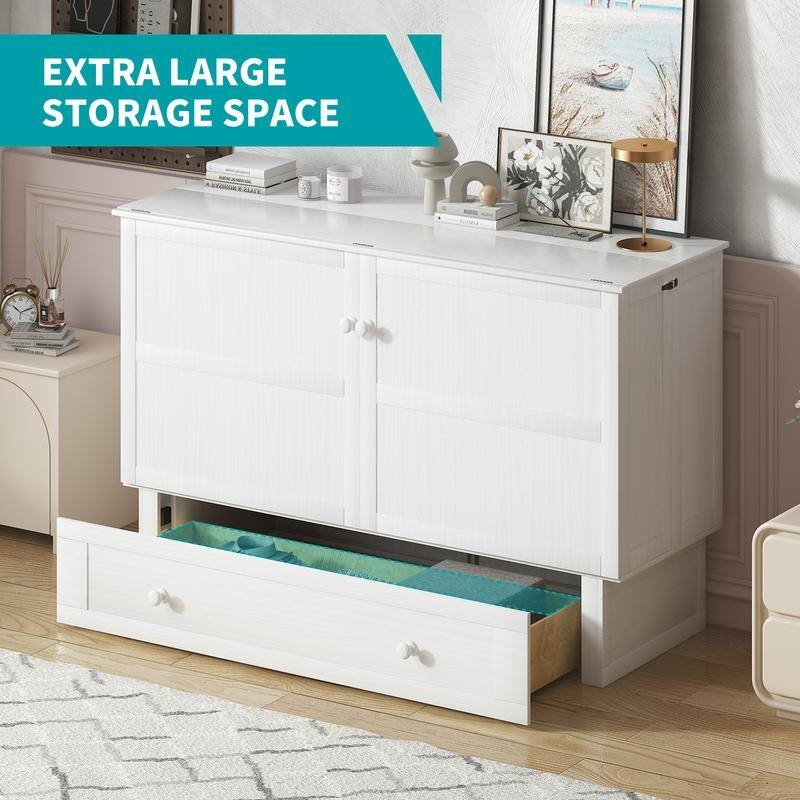 Mixoy Murphy Bed with Charging Station,Built-in Mattress