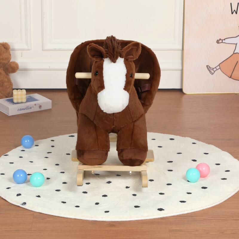 Anmytek Rocking Christmas Deer Toy Plush Interactive Toddler Rocker with Sound Motor Skills Gift