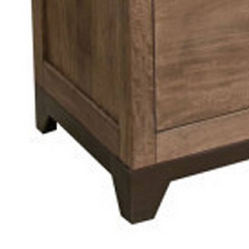 Umey 62 Inch Dresser, 6 Drawers, Metal Handles, Light Natural Brown Wood