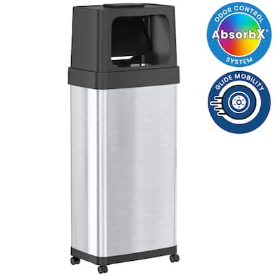 iTouchless 24 Gallon / 91 Liter Push Door Kitchen Trash Can with Wheels and Odor Filter