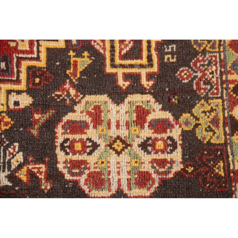 Red Animals Tribal Shiraz Persian Vintage Rug Handmade Wool Carpet - 4'6"x 8'0"