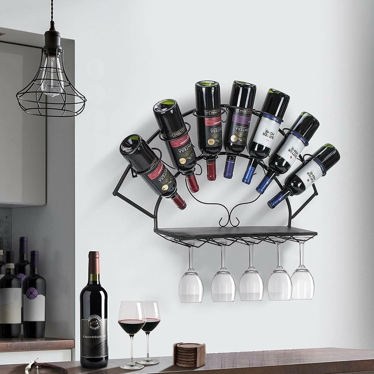 Wine Bottle Glass Wall Rack with Cork Holder Bed Bath Beyond 40029084