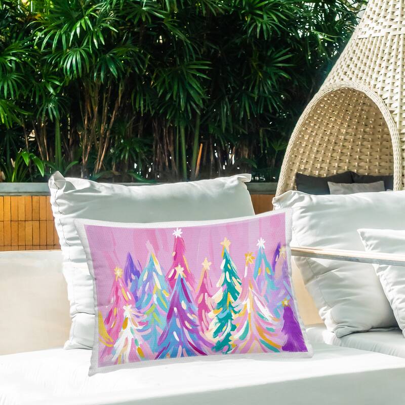 Stupell Pastel Christmas Trees Abstraction Printed Outdoor Throw Pillow Design by Arlington Prints