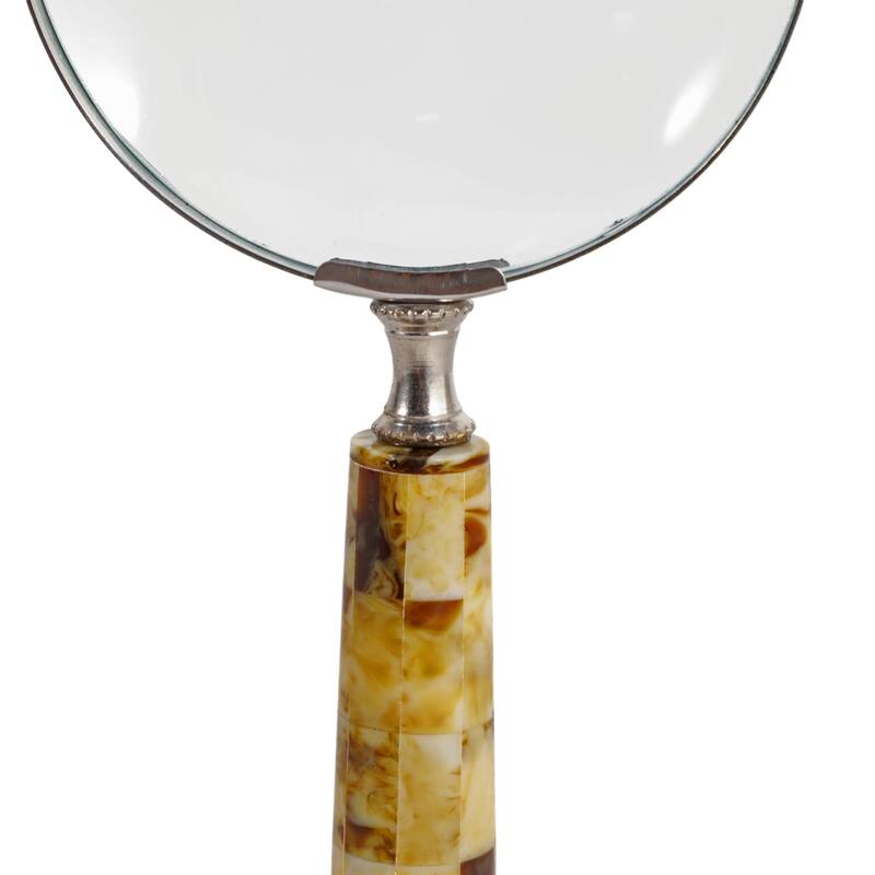 Resin Decorative Object Magnifying Glass Checkered Handle - 1" Brown - 4" x 9" x 1"