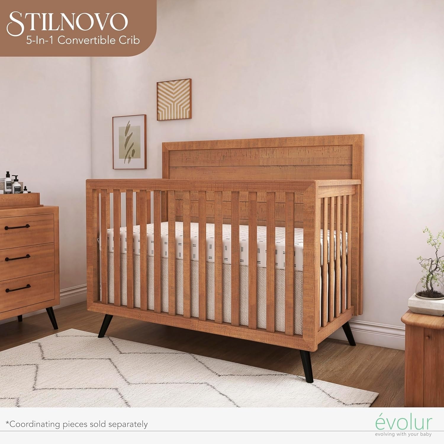 Evolur Stilnovo Mid Century 4-in-1 Convertible Crib buybuy BABY