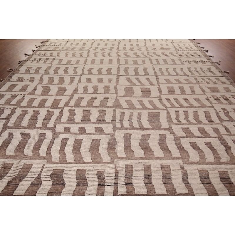 Moroccan Oriental Large Area Rug Handmade Wool Carpet - 11'8"x 16'2"