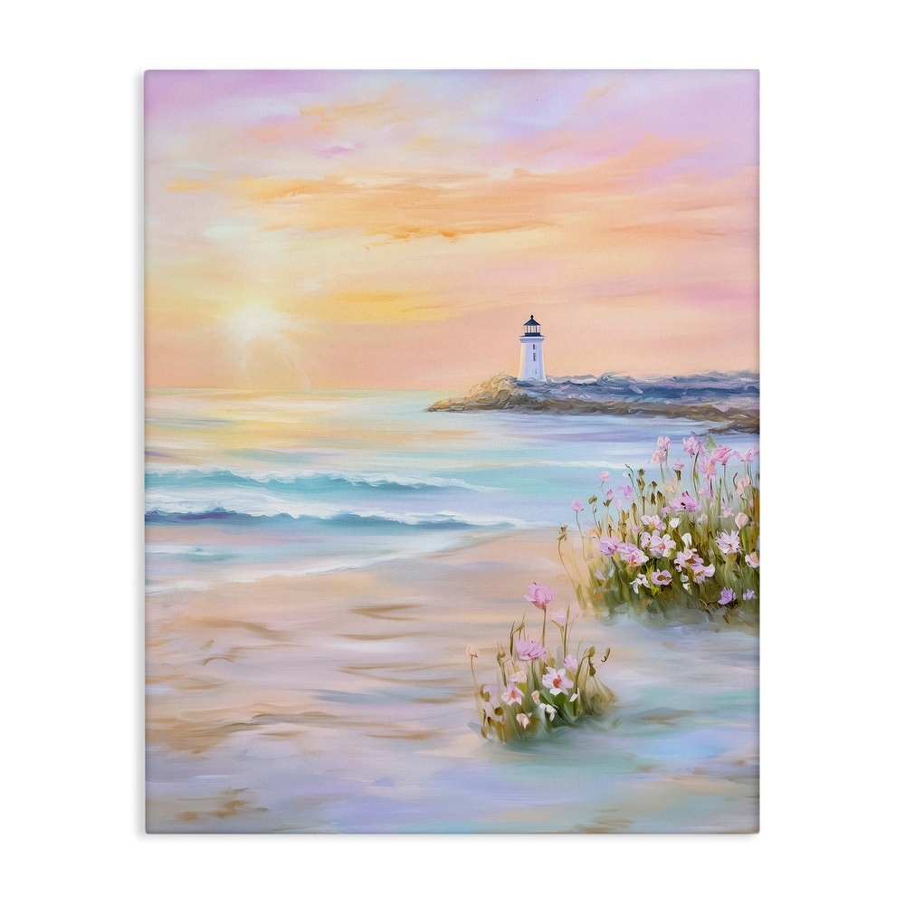 Stupell Warm Sunrise with Distant Lighthouse Canvas Wall Art Design By Arlington Prints