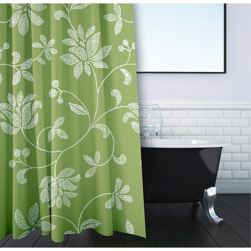 71 x 74-inch Traditional Floral Print Shower Curtain