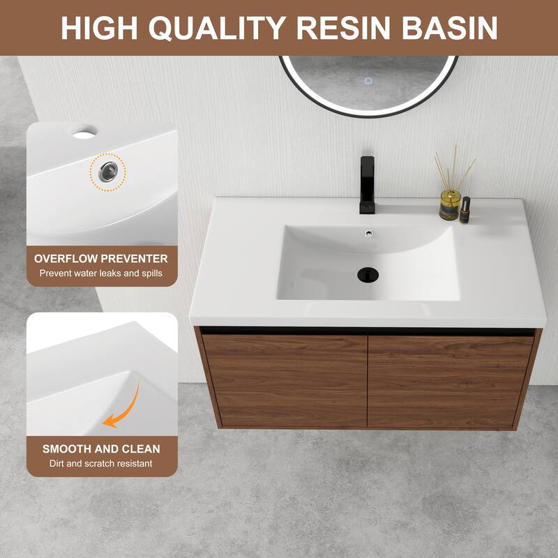 BNK 16"/20"/24"/30"/36" Single Sink Bathroom Vanity with Soft Close Door and Shelf