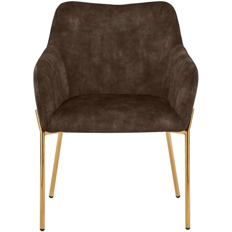 Zaire Upholstered Dining Chair in Velvet/Leather/Boucle with Gold Chrome Iron Set of 4