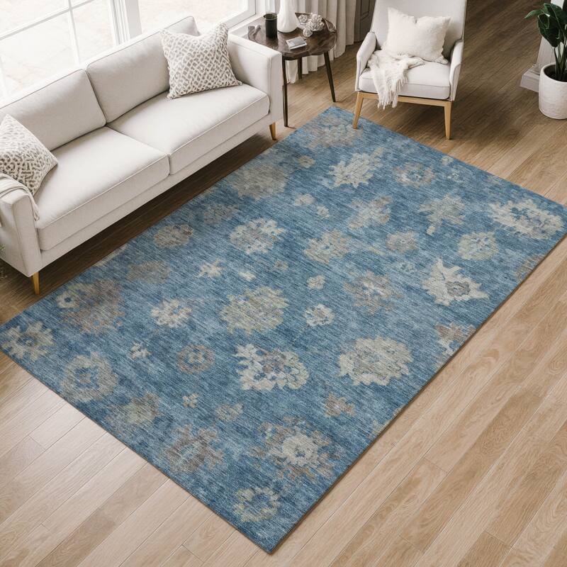 Machine Washable Indoor/ Outdoor Casual Traditional Chantille Rug