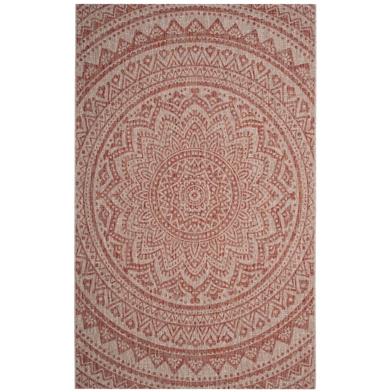 SAFAVIEH Courtyard Fran Mandala Indoor/ Outdoor Waterproof Patio Backyard Rug