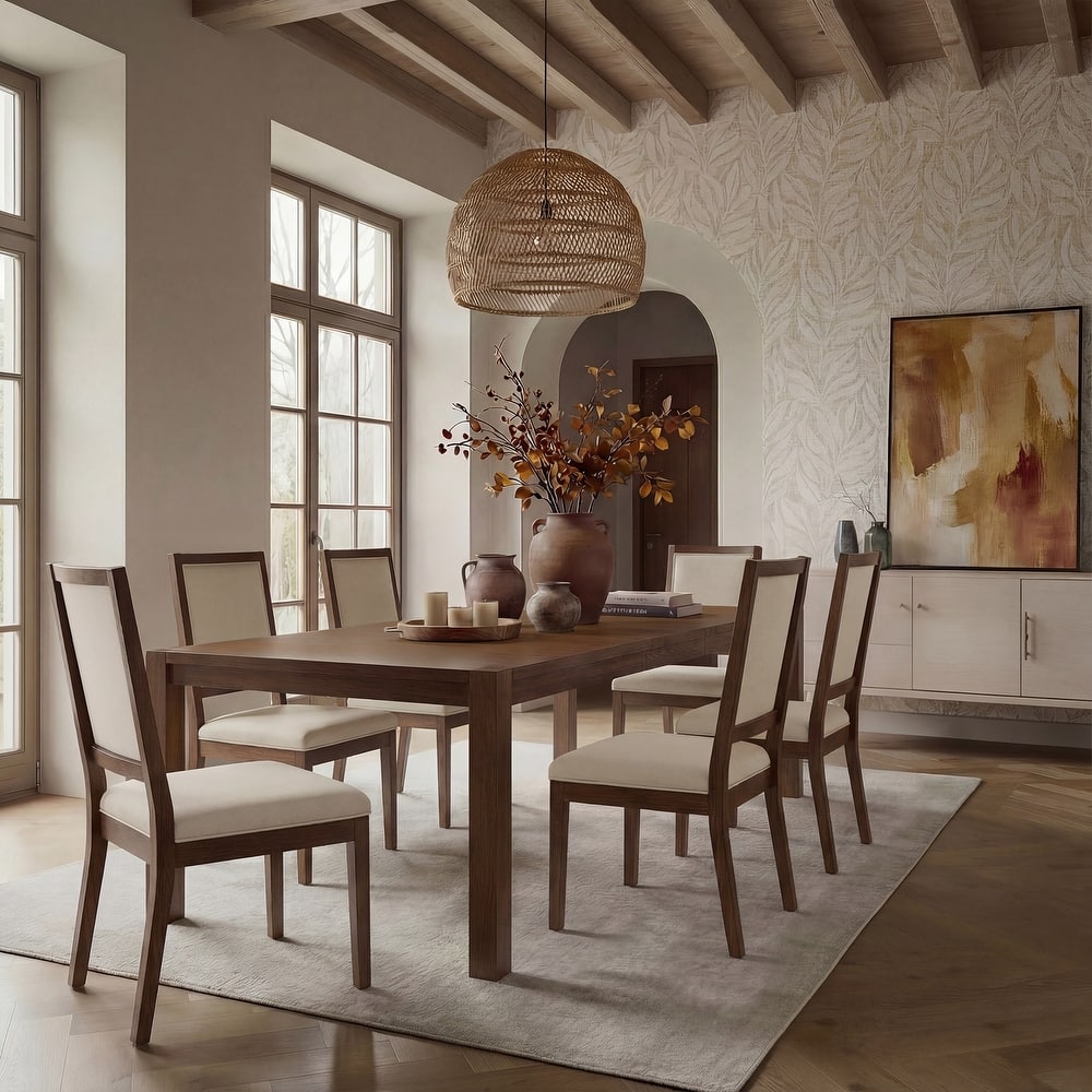 Modern Linen Cushioned Dining Chair, Fully Upholstered Accent Chair