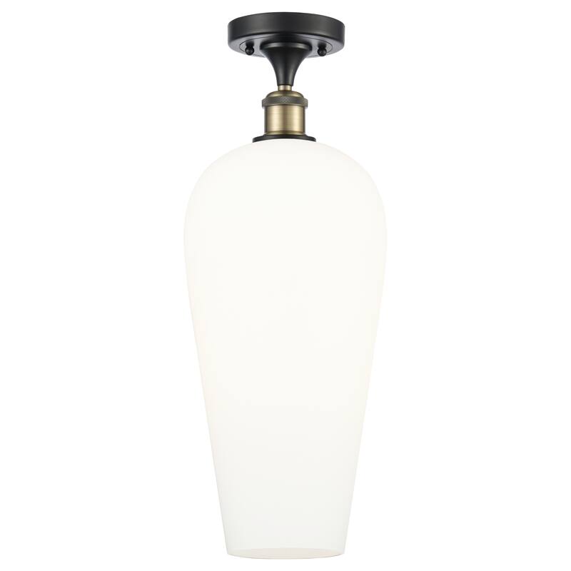 Innovations Lighting Endless Possibilities Ballston - Chelsea - 1 Light 8" Semi-Flush Mount - Black Antique Brass/White