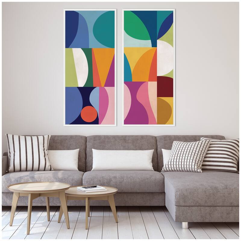 Kate and Laurel Abstract Panels 2 Piece Framed Canvas Wall Art Set by Rachel Lee