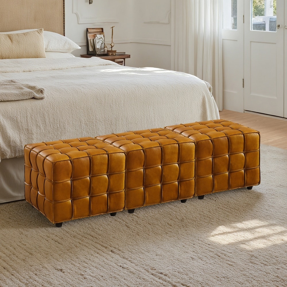 Art Leon Genuine Leather Ottoman Bench