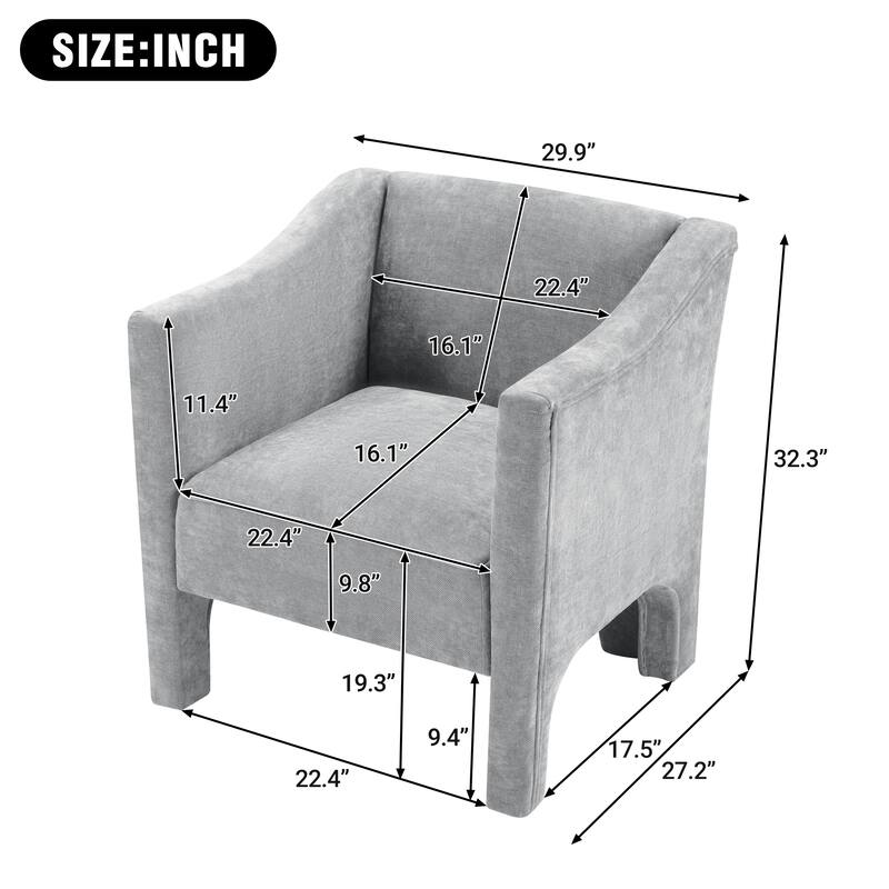 Roomfitters Modern Chenille Barrel Accent Chair with Enclosed Arms, Upholstered Armchair