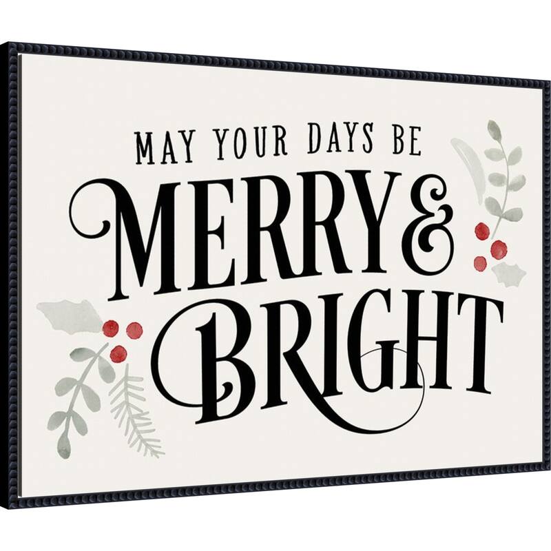 Merry Sentiment II by Victoria Barnes (33 x 23 in.), Framed Canvas Wall Art Print - Sylvie Beaded Black