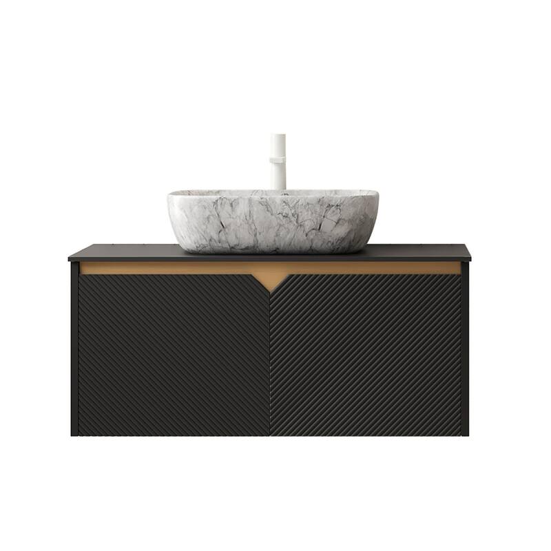 Wall-mounted Bathroom Vanity with Rectangular Vessel Basin