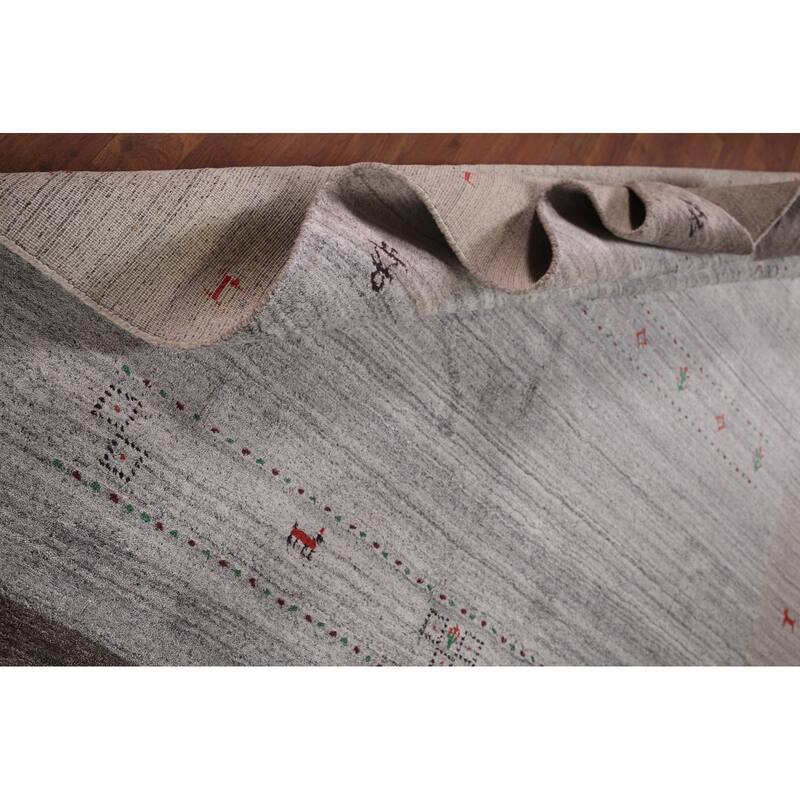 Gabbeh Indian Area Rug Hand-Knotted Tribal Beige Wool Carpet - 6'8"x 8'1"