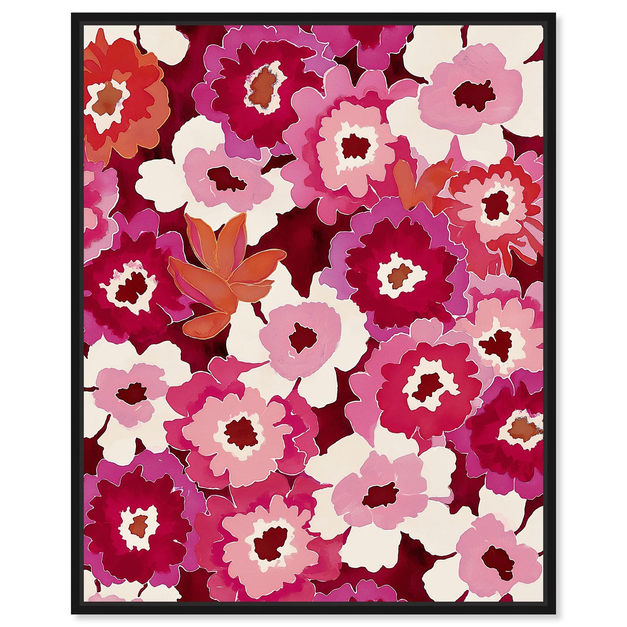 Rose Riot I Colorful Wall Decor Framed Canvas Print by Art Remedy