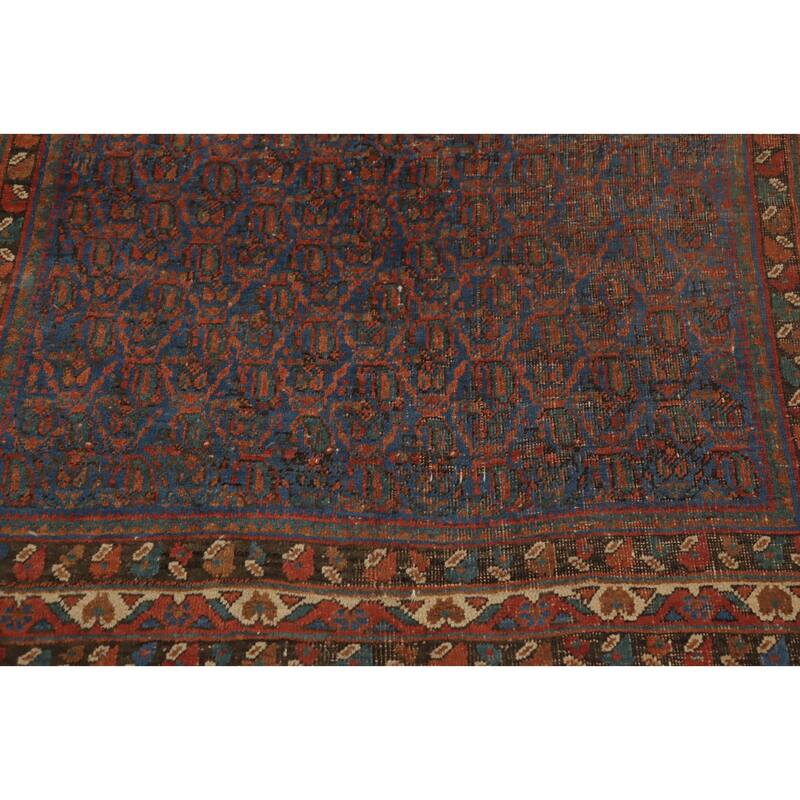 Hand Knotted Oriental 100% Wool Carpet Traditional All-Over Navy Blue & Blues Bidjar Area Rug - 5' 9'' X 4' 0''