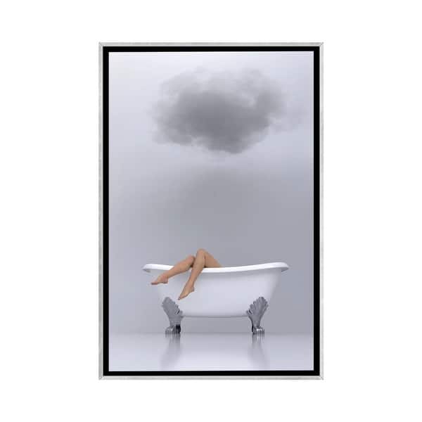 slide 2 of 12, iCanvas "woman relaxing in the bath" by Mike Kiev Framed Silver - 40x26
