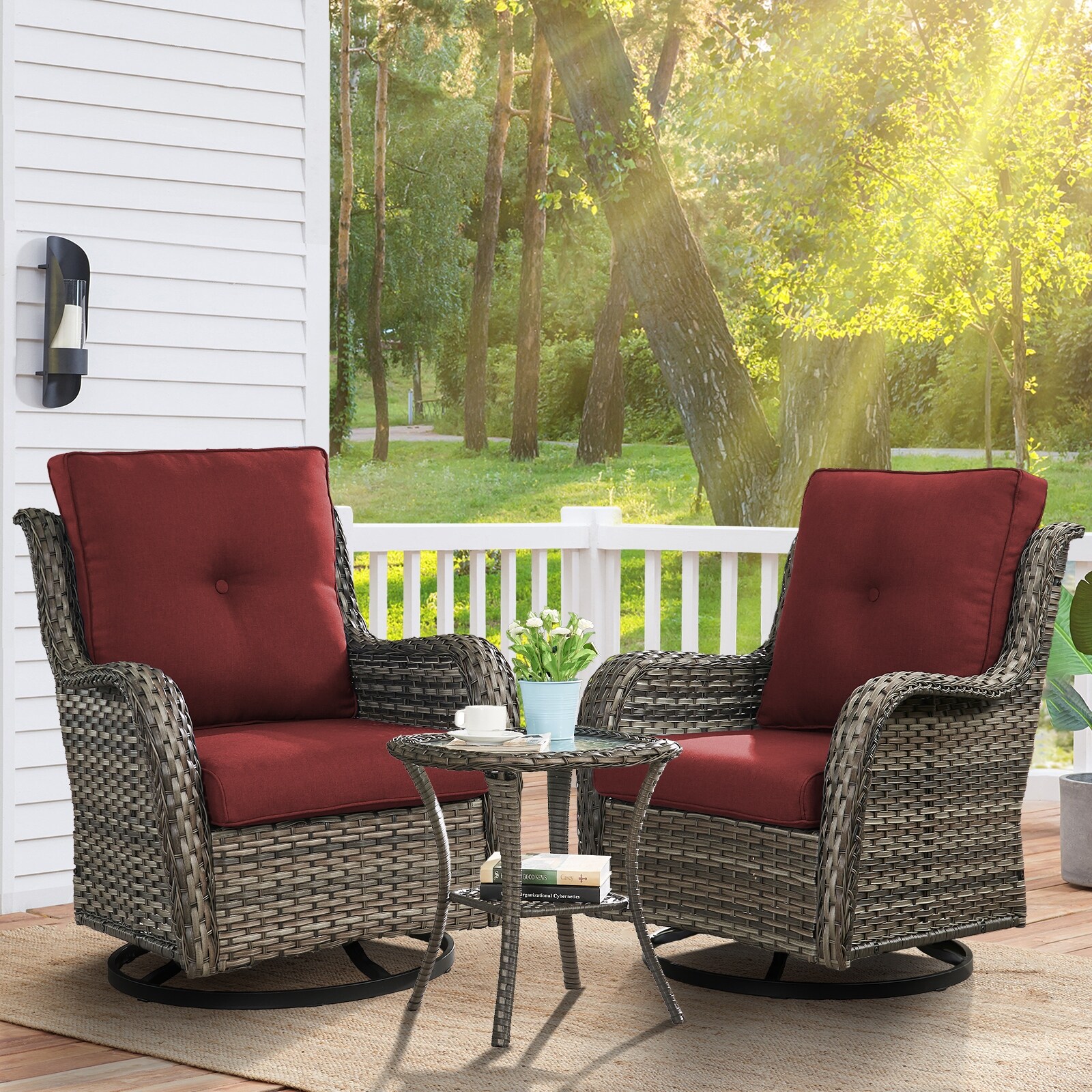 Swivel rocker shop patio set