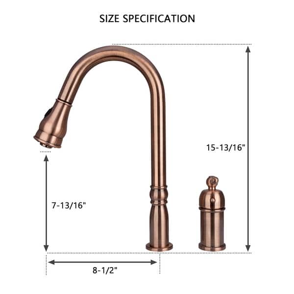 Copper Kitchen Faucet with inDeck Handle, Single Level Handle and Pull