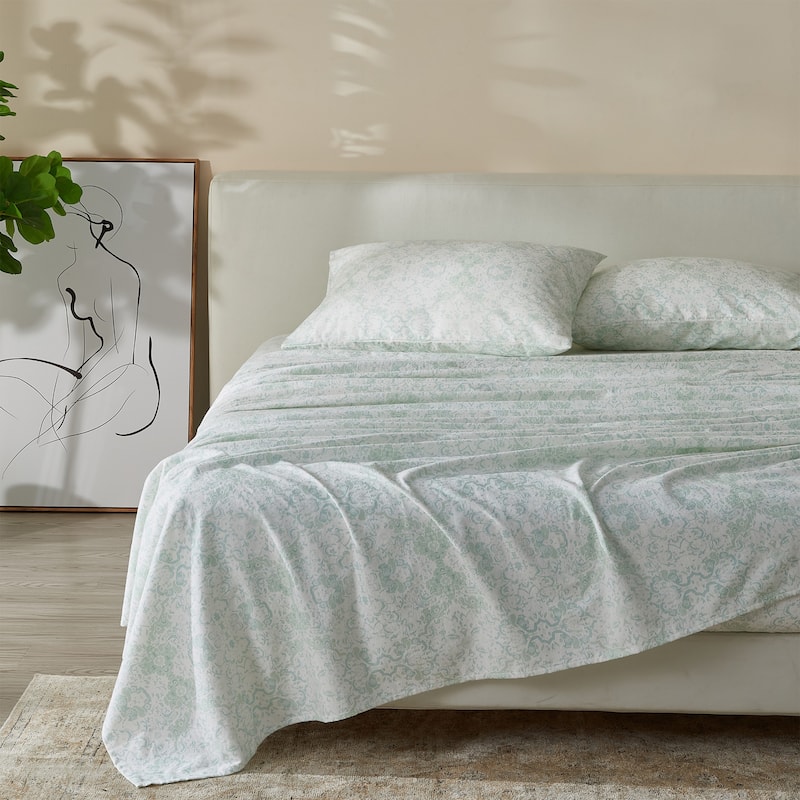 Patina Vie Maison 100% Turkish Cotton Flannel Vintage-Inspired Floral Sheet Set