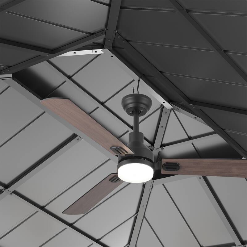 Outdoor Hardtop 12 x 14 Pergola Steel Double Roof Gazebo with Curtains For Patio, Backyard, or garden