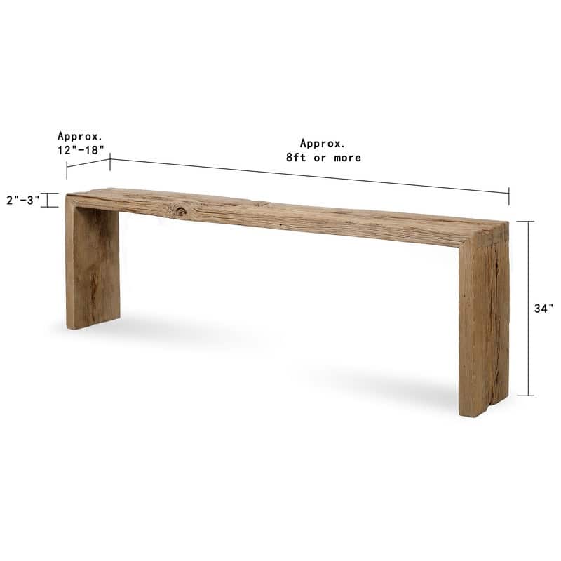 Approx. 8-9Ft Long Vintage Waterfall Console Table Weathered Natural Wood (Size And Finish Vary)
