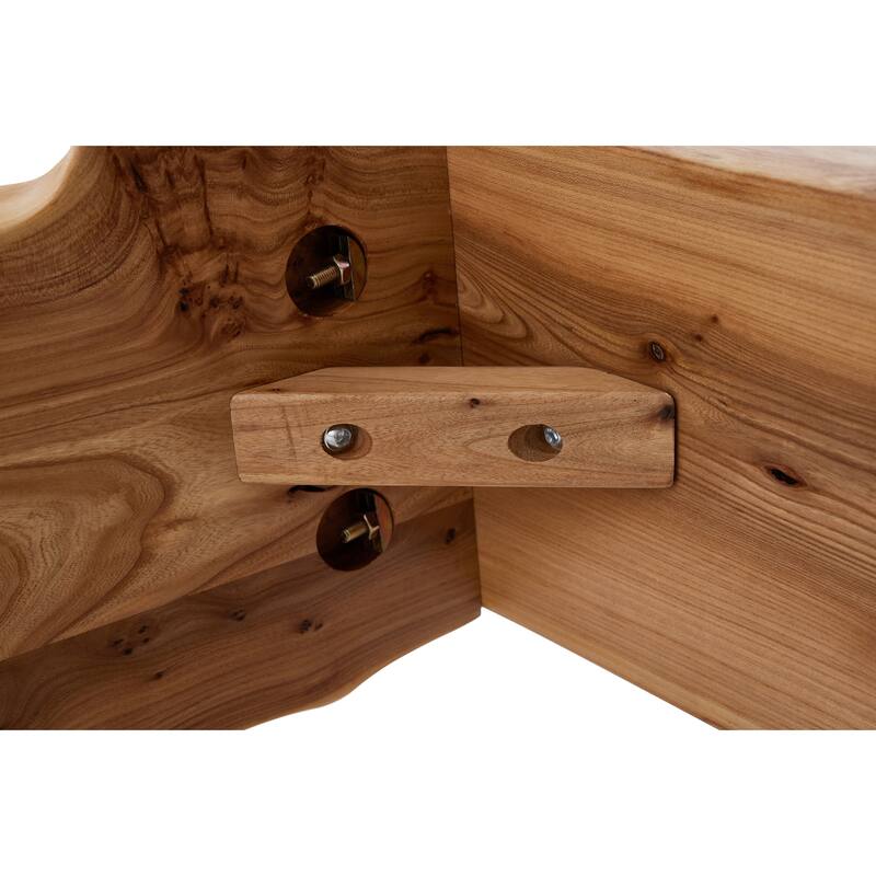 Rustic Live Edge Solid Elm Wood Dining Bench, Natural Finish - 63"