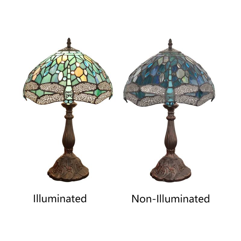 Tiffany-Style 1-Light Dragonfly Table Lamp 12" Shade