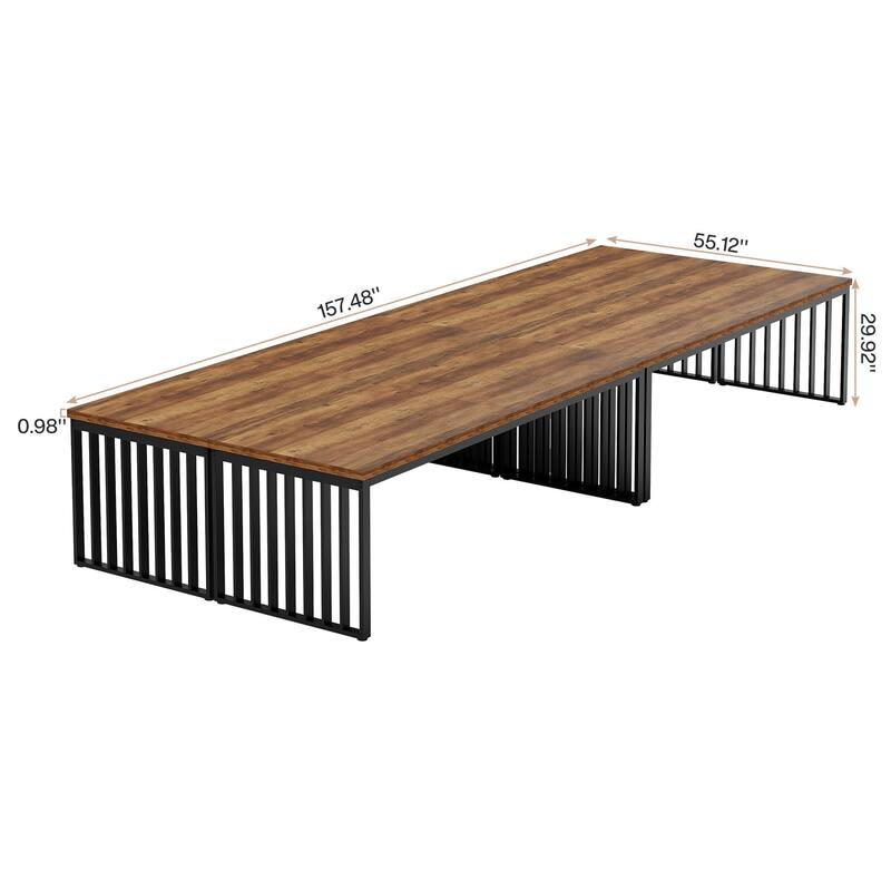 Small Conference Room Table for 4, Industiral Long Meeting Table - 2-pieces