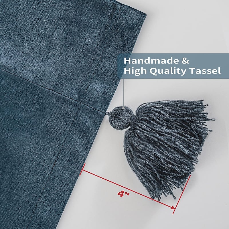 DriftAway Boho Velvet Handmade Tassel Curtain Room Darkening Thermal Insulated Window Curtains