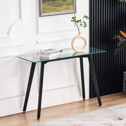 ivinta Narrow Console Table, Glass Sofa Table Small TV Entryway Table for Small Space - 15.8*43.3*29.3