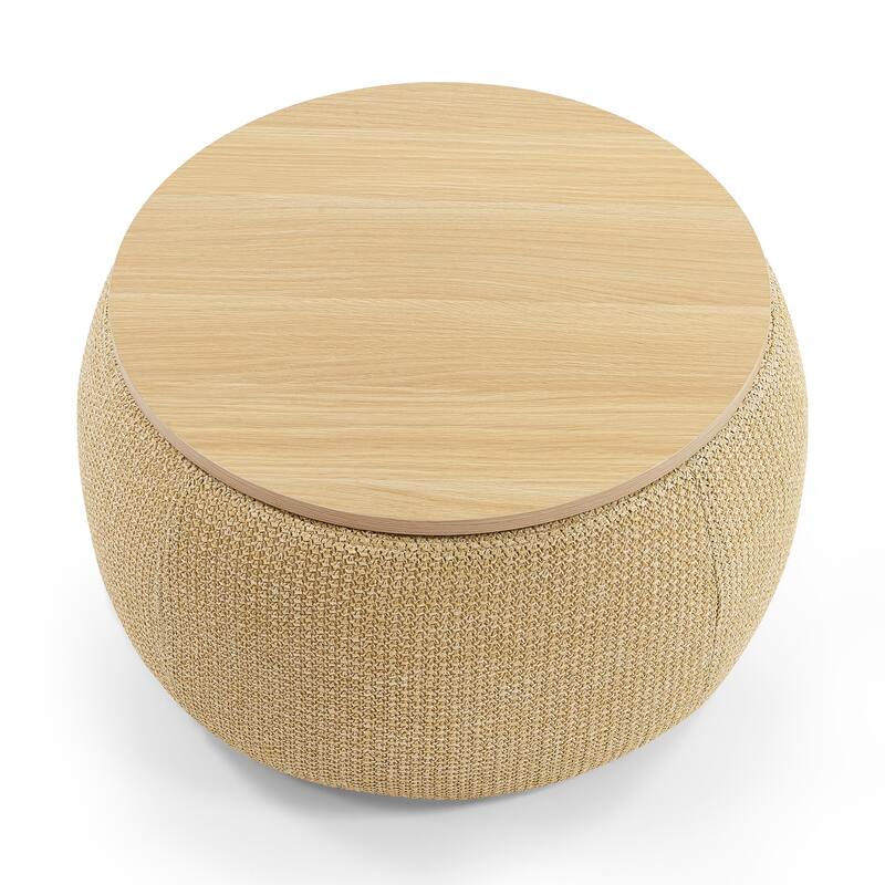Roomfitters Round Storage Ottoman with Removable Lid, 2-in-1 Design Serves as End Table or Footrest, Modern Living Room