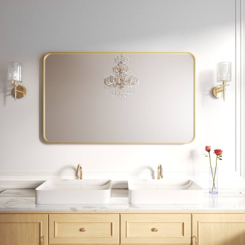 Organnice Rectangular Aluminum Frame Vanity Bathroom Mirror with Clear Glass