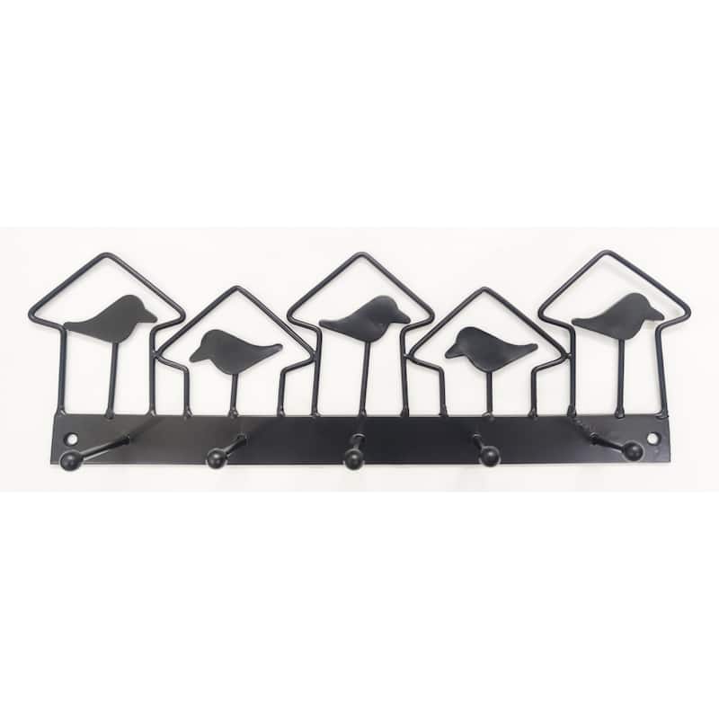 Transpac Metal 5 in. Black Birdhouse Wall Decor Hooks