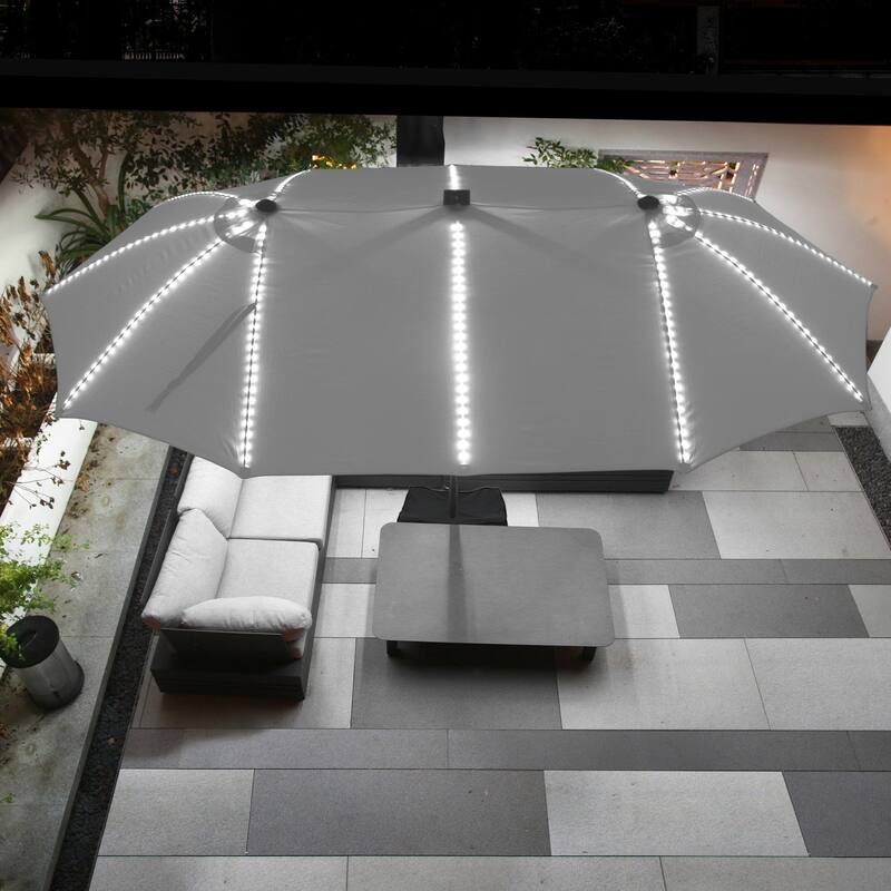 15ft Double Sided Rectangular Lighted Market Umbrella