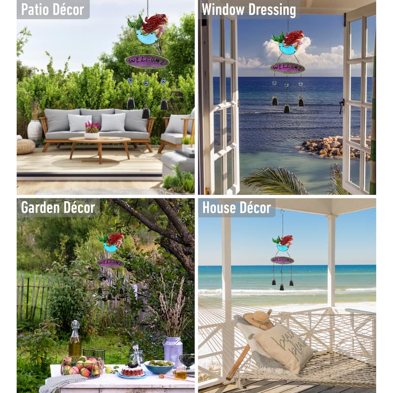 CoTa Global Mermaid Wind Chime – Handmade Glass and Metal Chime - 25.5 Inches