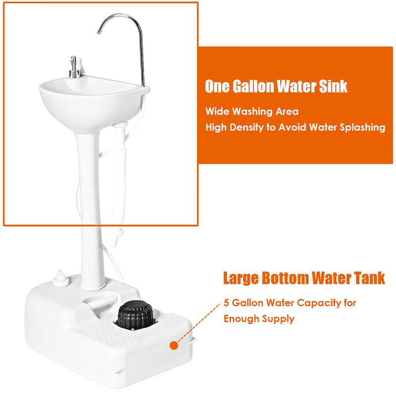 Costway 5 Gallon Portable Wash Sink Hand Wash Basin Stand - See Details